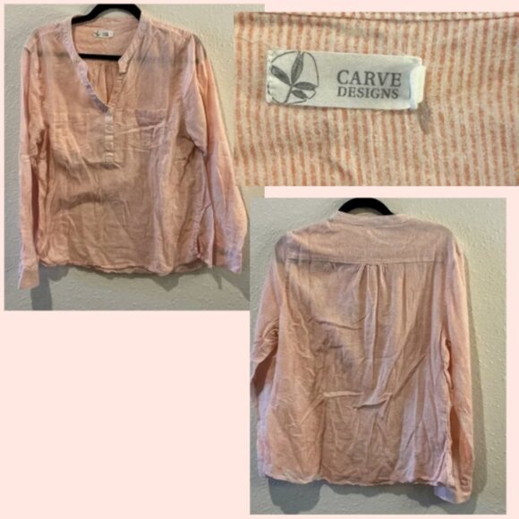 Carve Designs Linen Tops Bundle | Size M | Striped & Pink Blouses - Picture 5 of 5